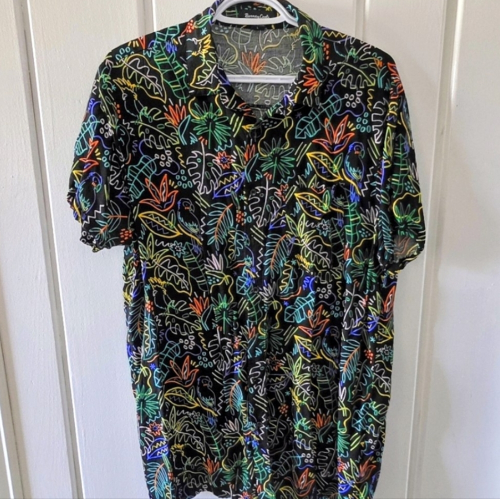 Neon Tropical Button Up